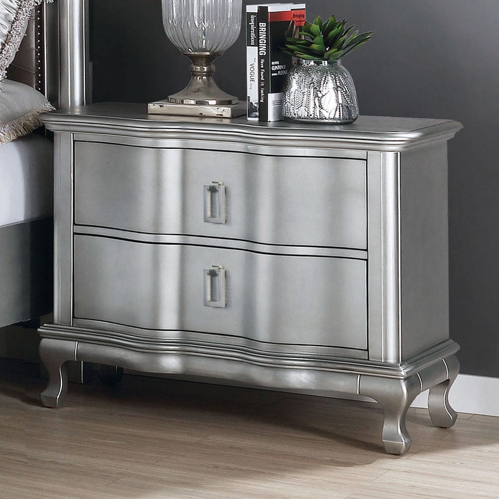 Furniture of America - Aalok Nightstand w/ USB in Silver - CM7864N View 1