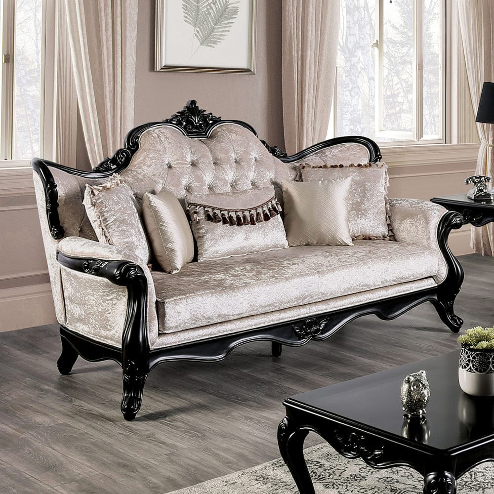 Furniture of America - Acapulco Sofa in Black/Off-White - FM65001ES-SF View 1