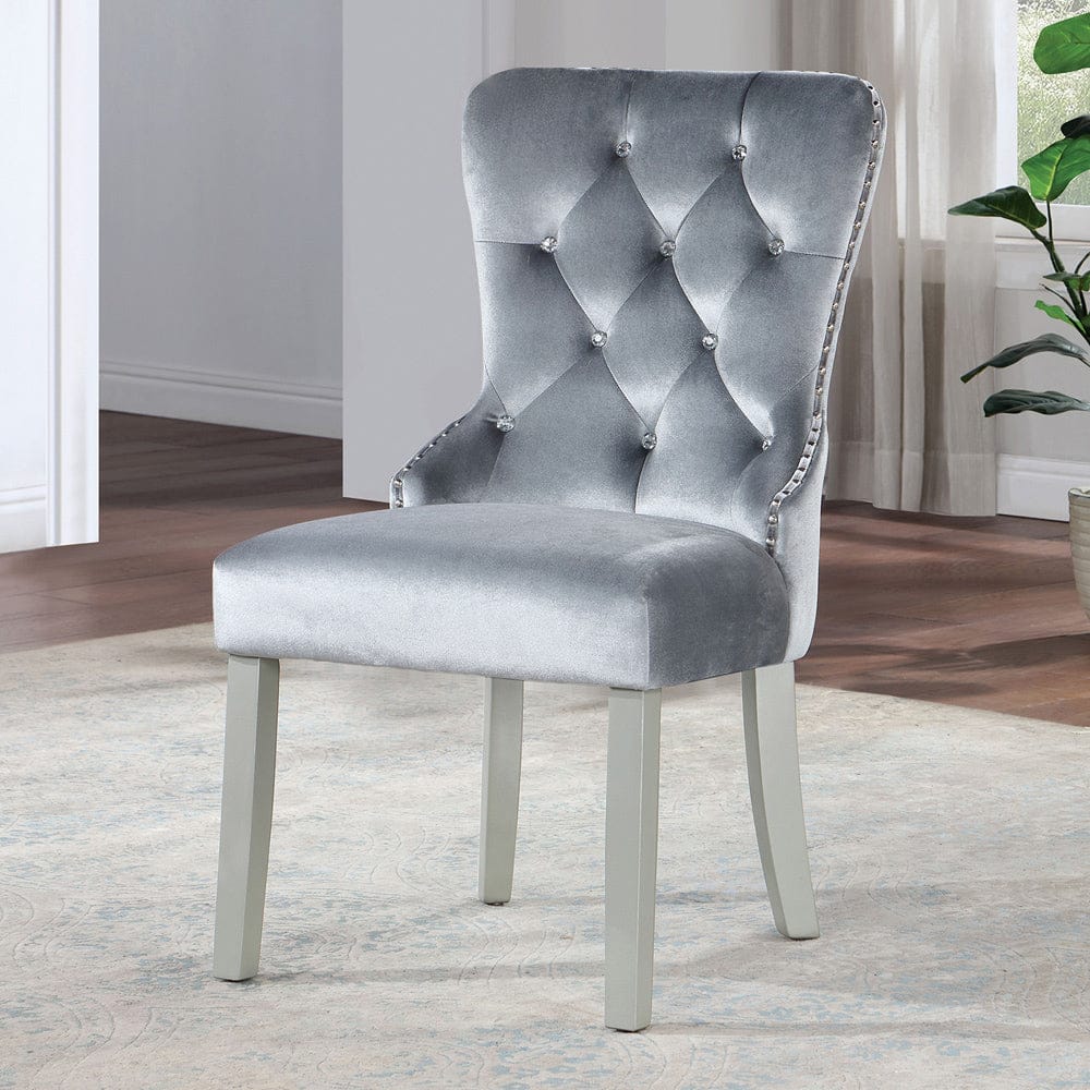 Furniture of America - Adalia Wingback Chair Set of 2 in Silver/Dark Gray - CM3241GY-SC-2PK View 2