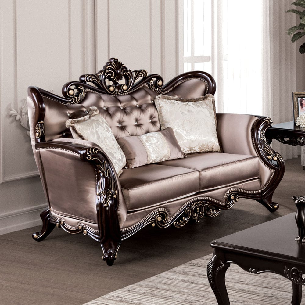 Furniture of America - Albacete Loveseat in Dark Cherry/Brown - FM65006BR-LV View 1