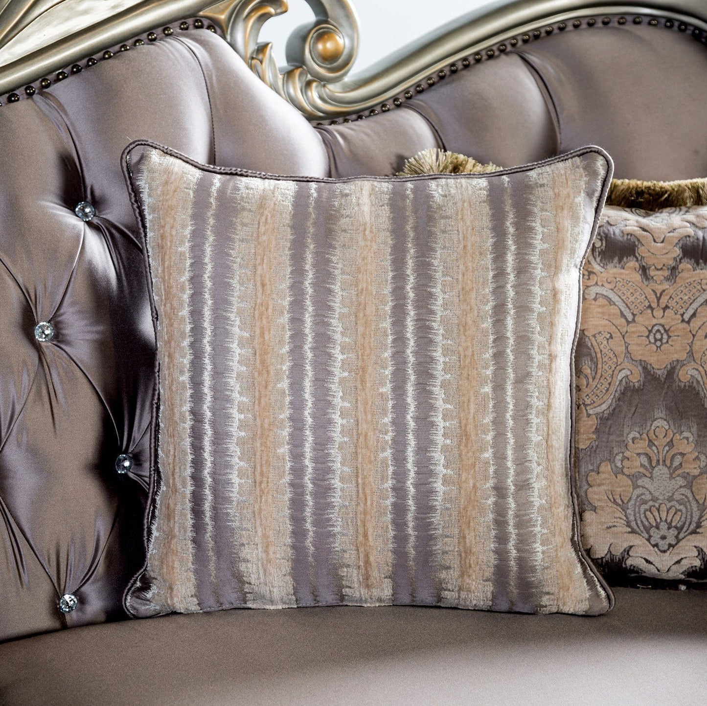 Furniture of America - Albacete Sofa + Loveseat in Champagne/Purple - FM65006PR-2PC View 7