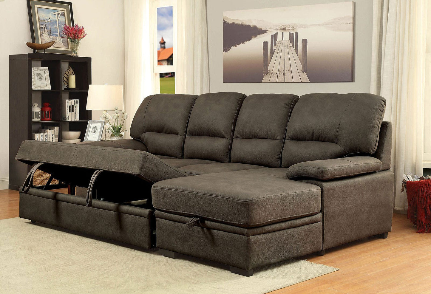 Furniture of America - Alcester Sectional w/ Sleeper in Brown - CM6908BR-SET View 6