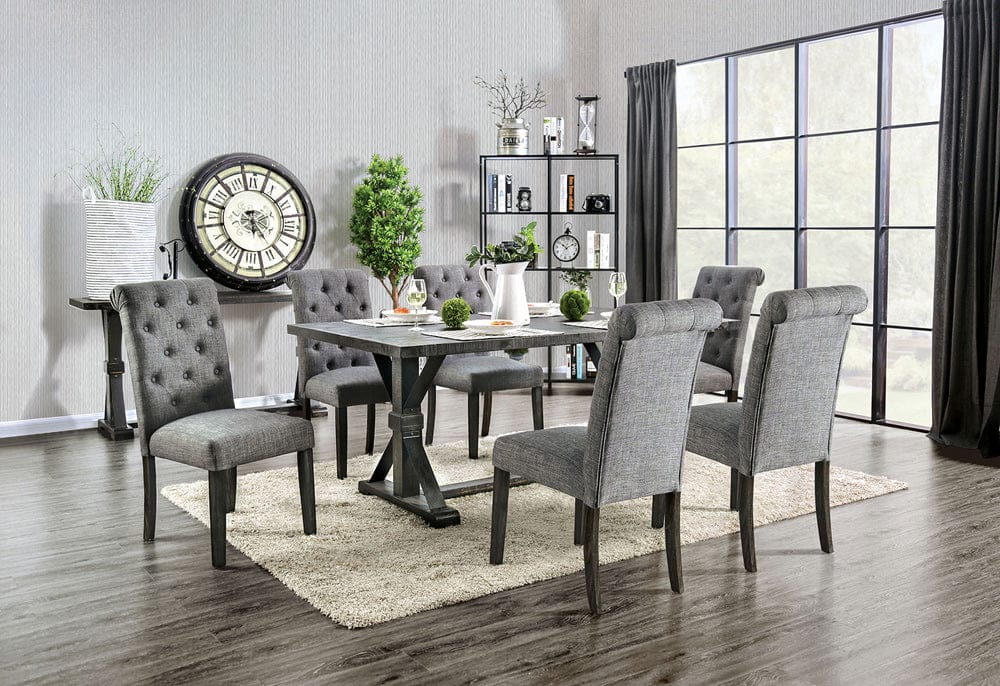 Furniture of America - Alfred 7 Pc. Dining Table Set in Antique Black - CM3735T-GY-7PC View 1