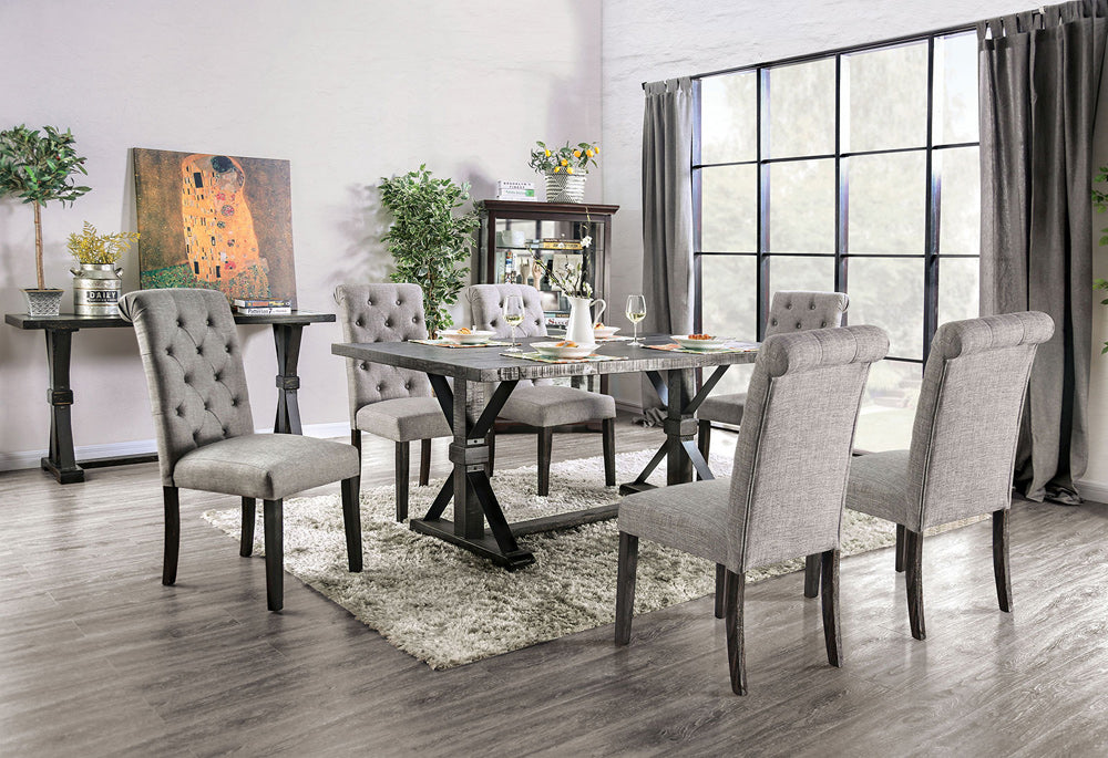 Furniture of America - Alfred 7 Pc. Dining Table Set in Antique Black - CM3735T-LG-7PC View 1