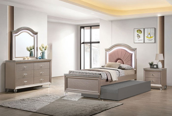 Furniture of America - Allie 4 Pc. Full Bedroom Set in Rose Gold - CM7901RG-F-4PC View 1