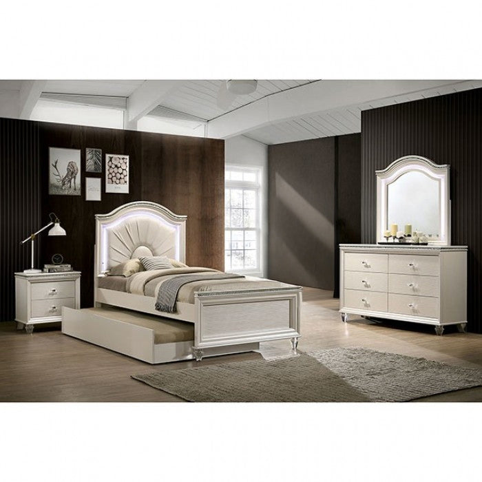 Furniture of America - Allie 4 Pc. Full Bedroom Set w/ Trundle in Pearl White - CM7901F-4PC-TR View 1