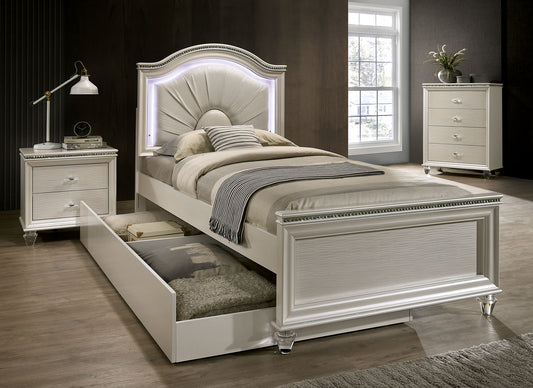 Furniture of America - Allie 4 Pc. Twin Bedroom Set w/ Trundle in Pearl White - CM7901T-4PC-TR View 2
