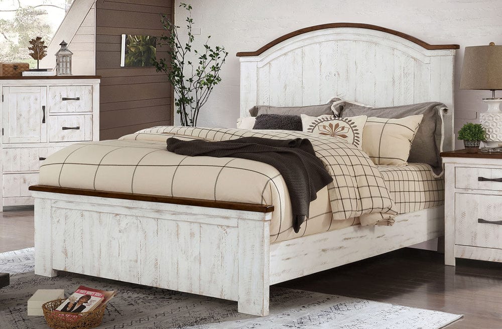 Furniture of America - Alyson Queen Bed in Distressed White/Walnut - CM7962Q-BED View 1