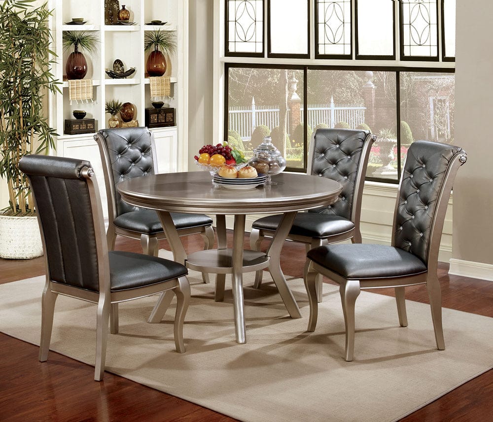 Furniture of America - Amina 5 Pc. Round Dining Table Set in Champagne - CM3219RT-5PC View 1