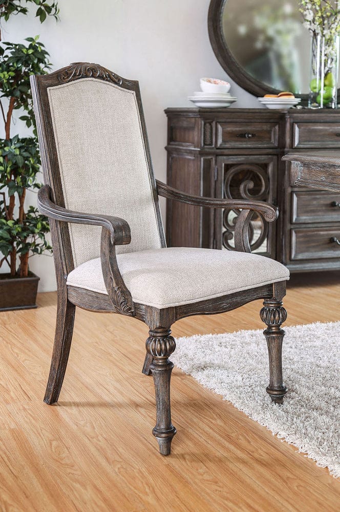 Furniture of America - Arcadia Arm Chair Set of 2 in Rustic Natural Tone/Ivory - CM3150AC-2PK View 1