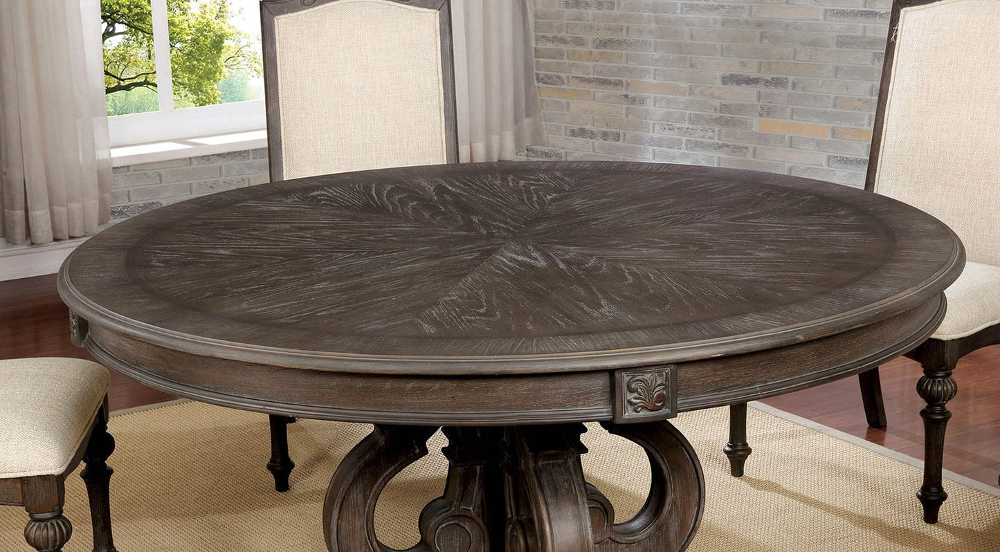 Furniture of America - Arcadia Round Dining Table in Rustic Natural Tone/Ivory - CM3150RT View 3