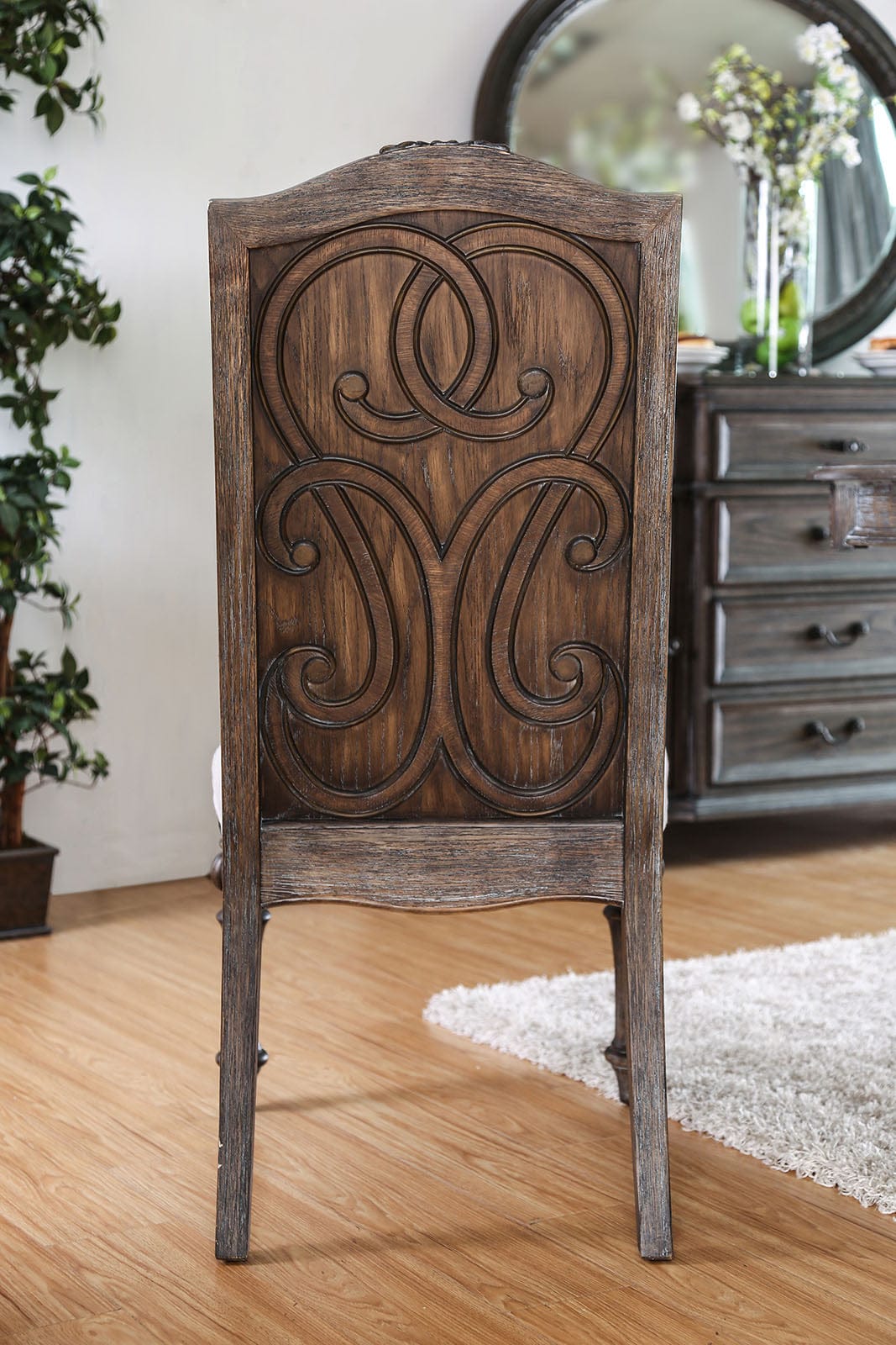 Furniture of America - Arcadia Side Chair Set of 2 in Rustic Natural Tone/Ivory - CM3150SC-2PK View 2