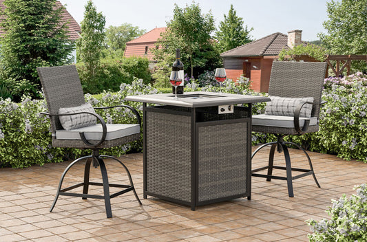 Furniture of America - Arosa 3 Pc. Fire Pit Counter Ht. Set in Black/Gray - GM-2024-3PC View 2