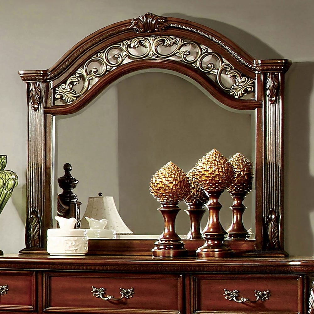 Furniture of America - Arthur Mirror in Brown Cherry - CM7587M View 1