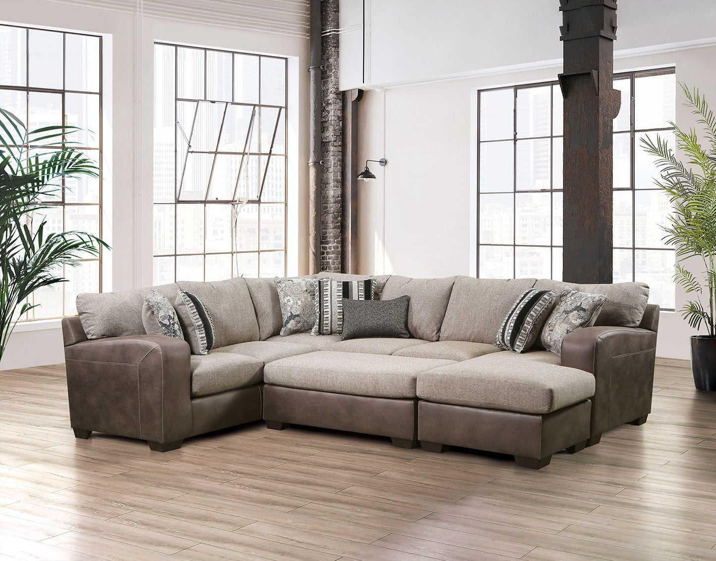 Furniture of America - Ashenweald Sectional in Brown/Light Brown - SM5404-SECT View 3