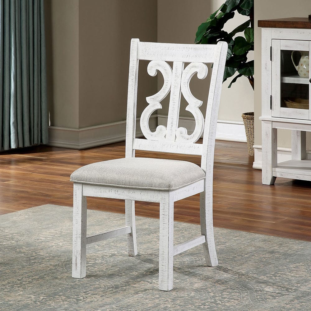 Furniture of America - Auletta Side Chair Set of 2 in Distressed White/Gray - CM3417SC-2PK View 1