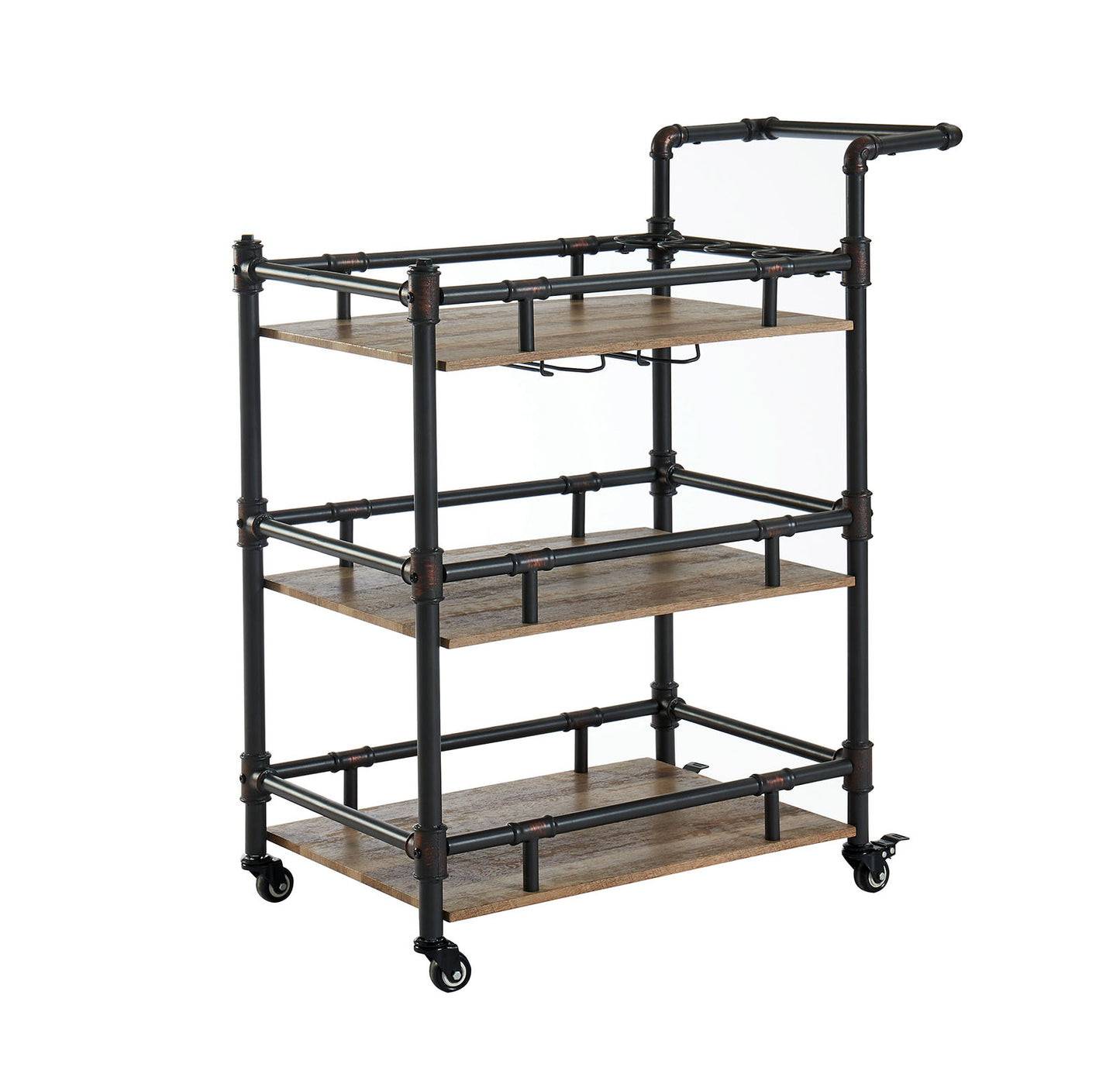 Furniture of America - Aylmer Serving Cart in Antique Black/Oak - CM-AC246 View 4