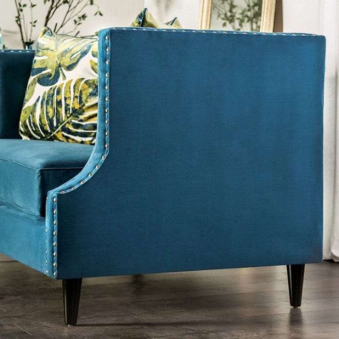 Furniture of America - Azuletti Sofa in Dark Teal/Apple Green - SM2219-SF View 4
