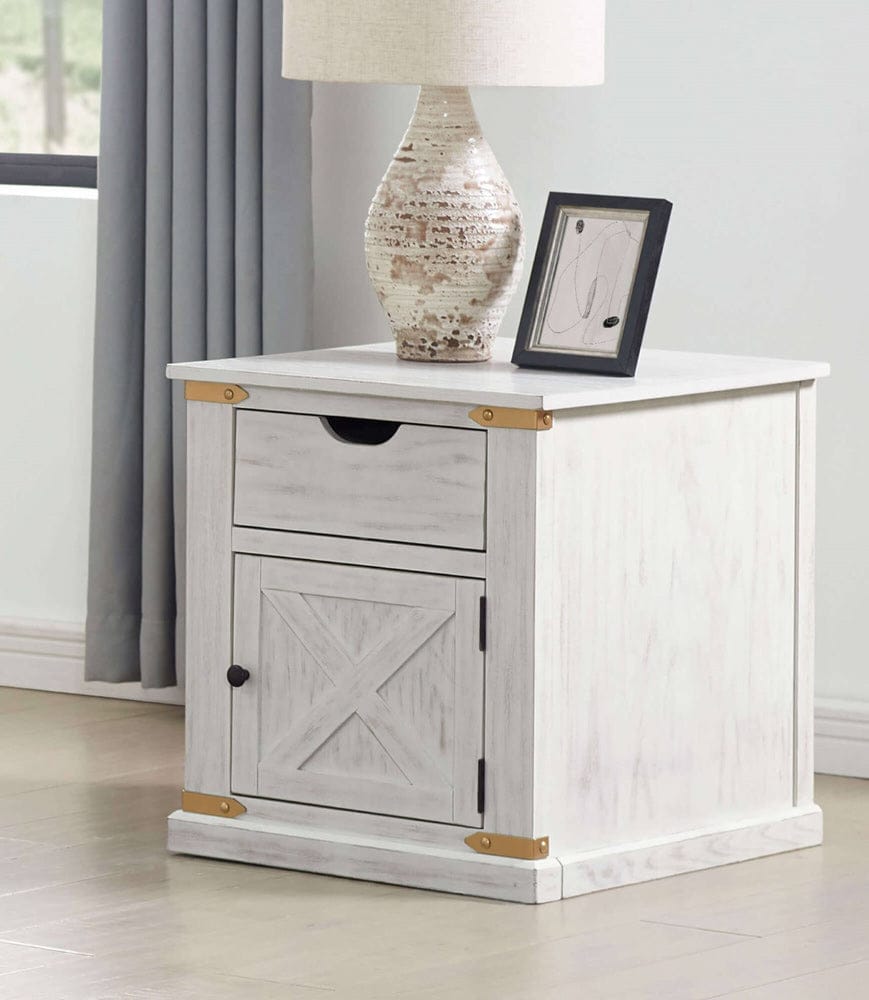 Furniture of America - Bacerra End Table in Antique White/Gold - CM4018WH-E View 1