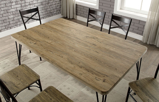Furniture of America - Banbury 7 Pc. 60" Dining Table Set in Dark Bronze/Natural - CM3279T-60-7PK View 2