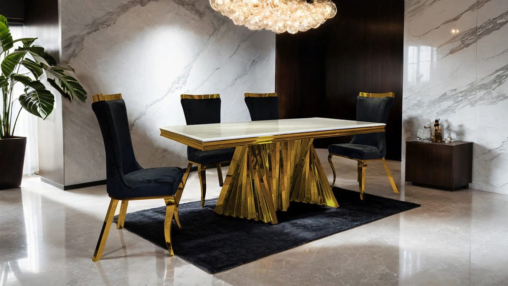 Furniture of America - Basilicata 7 Pc. Dining Table Set in Gold/Black - FM33001GD-T-7PC-13BK View 1