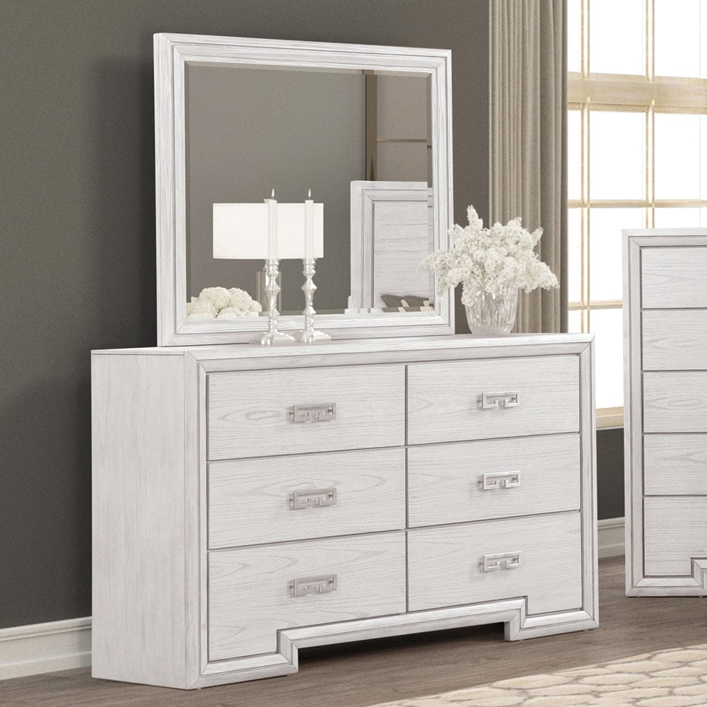 Furniture of America - Basilone Dresser in Rustic White - FM7440WH-D View 6