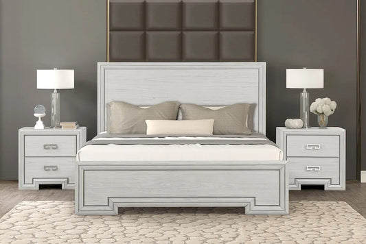Furniture of America - Basilone - E.King Bed, Rustic White - FM7440WH-EK-BED view 2
