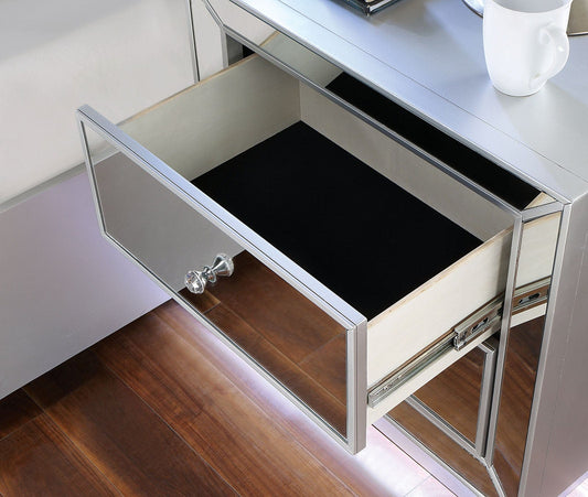 Furniture of America - Belladonna Nightstand w/ LED & USB in Silver - CM7417SV-N View 2