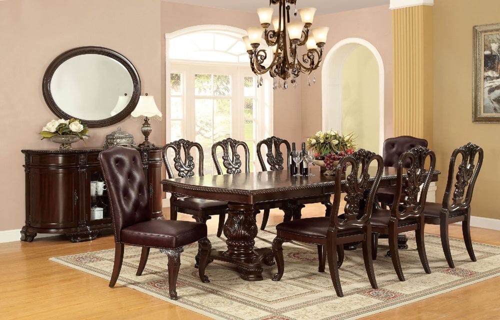 Furniture of America - Bellagio Dining Table w/ 2 Leaves in Brown Cherry - CM3319T-TABLE View 4