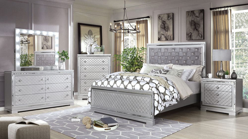 Furniture of America - Belleterre E.King Bed in Silver - CM7518EK-BED View 4