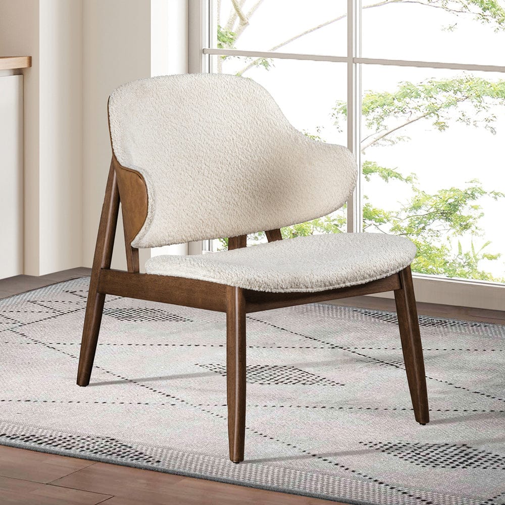 Furniture of America - Belp Accent Chair in Walnut/Beige - FM-AC201WN View 1