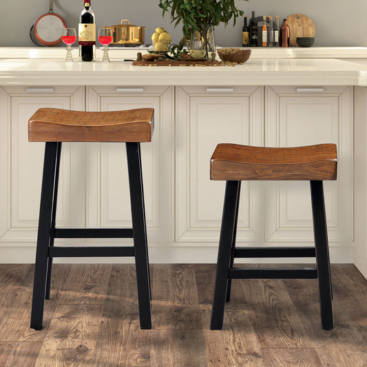 Furniture of America - Biasca 29" Stool, Set of 2 in Oak/Black - FM-BR3001BR-29-2PK View 2