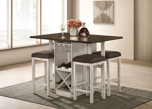 Furniture of America - Bingham Counter Ht. Stool Set of 2 in Antique White/Dark Brown - CM3168BR-ST-2PK View 2