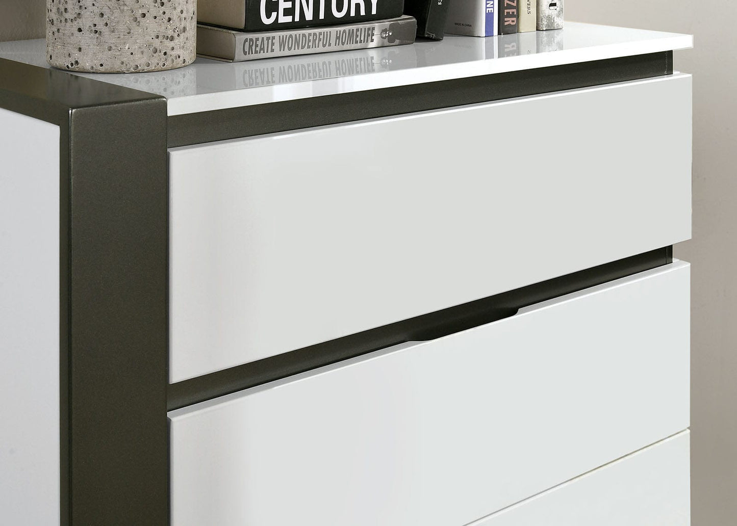Furniture of America - Birsfelden Chest in White/Metallic Gray - FOA7225WH-C View 2