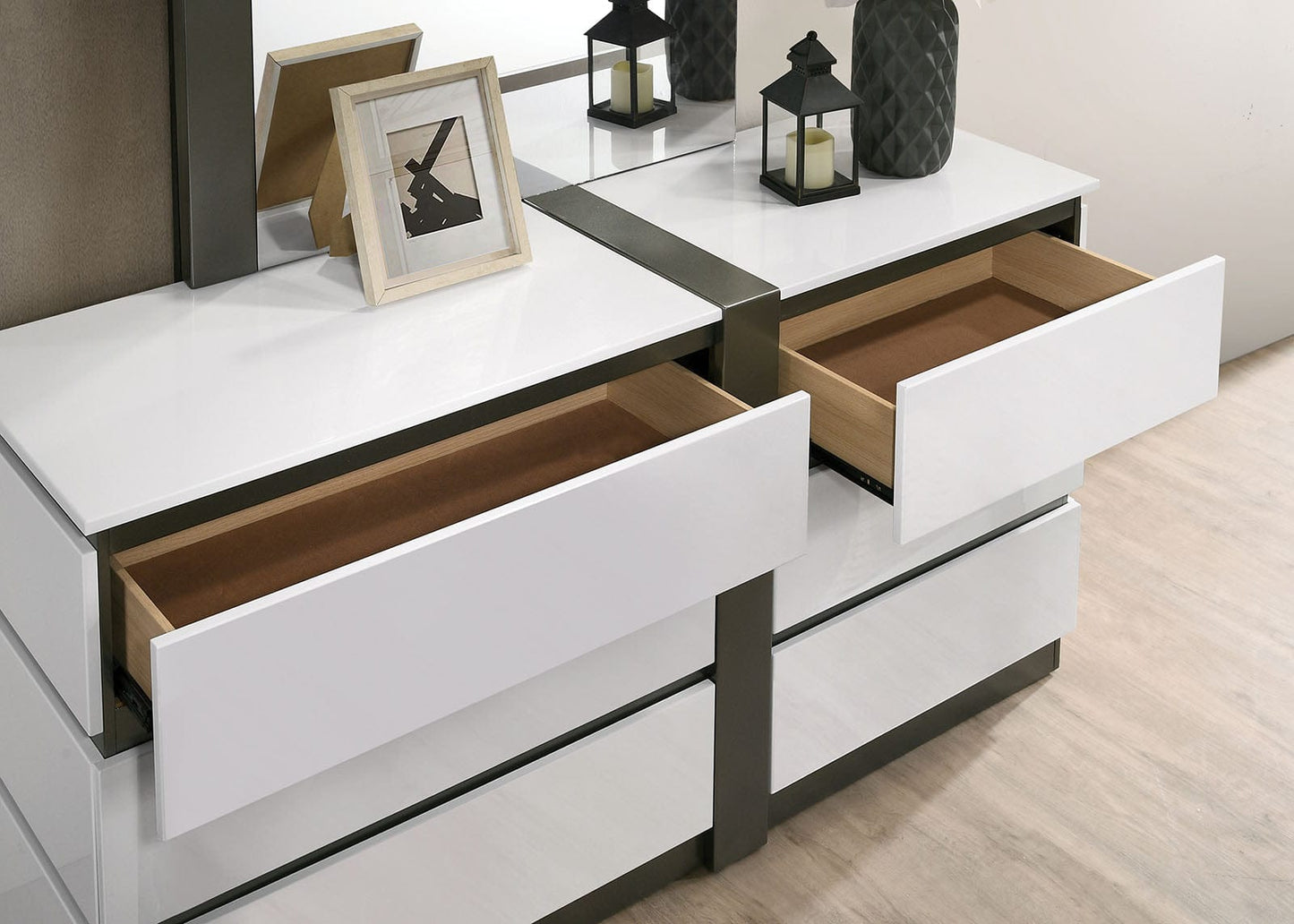 Furniture of America - Birsfelden Dresser in White/Metallic Gray - FOA7225WH-D View 2