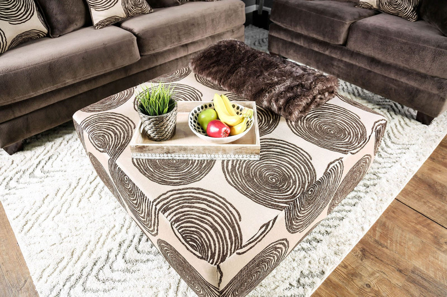Furniture of America - Bonaventura Ottoman in Brown/Pattern - SM5142BR-OT View 3