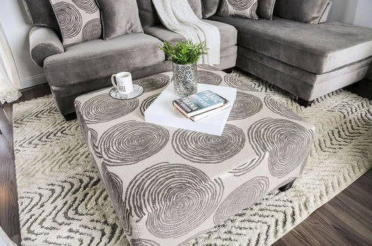 Furniture of America - Bonaventura Ottoman in Gray/Pattern - SM5142GY-OT View 2