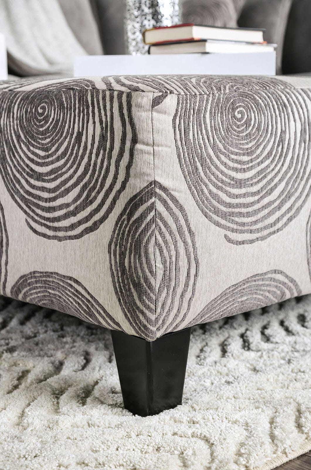 Furniture of America - Bonaventura Ottoman in Gray/Pattern - SM5142GY-OT View 3