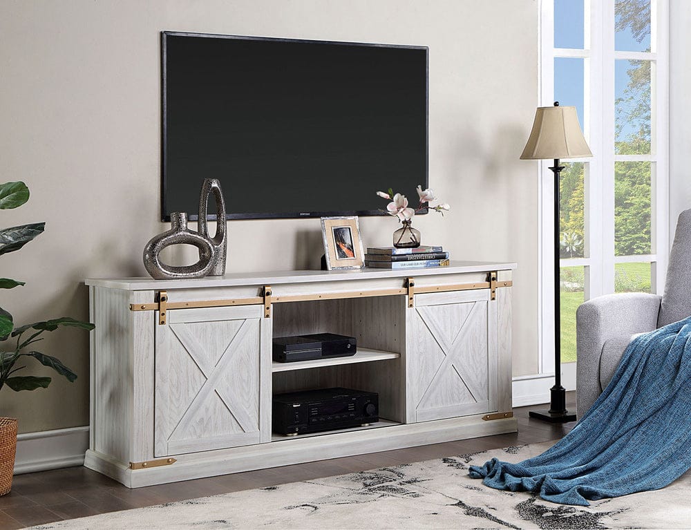 Furniture of America - Borrego TV Stand in Antique White - CM5018WH-TV-72 View 5