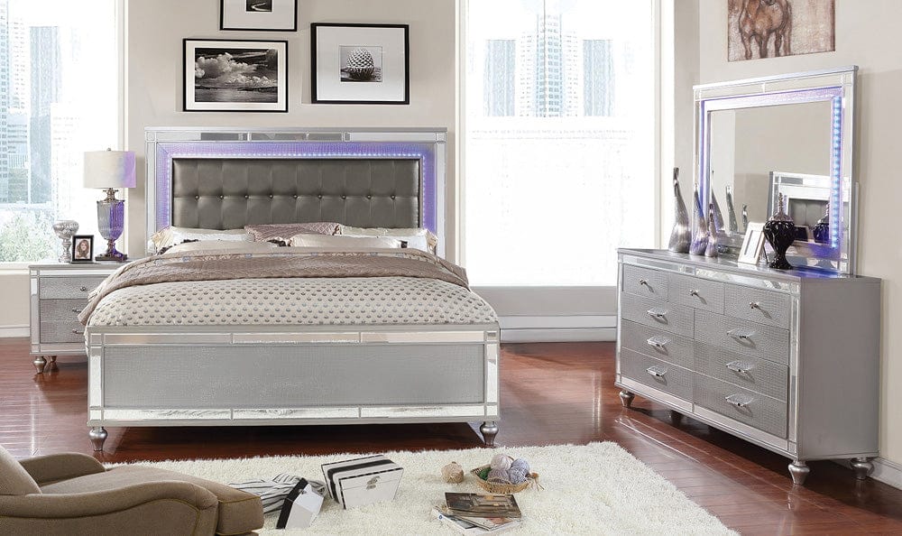 Furniture of America - Brachium 5 Pc. Queen Bedroom Set w/ 2NS in Silver - CM7977SV-Q-5PC-2NS View 1