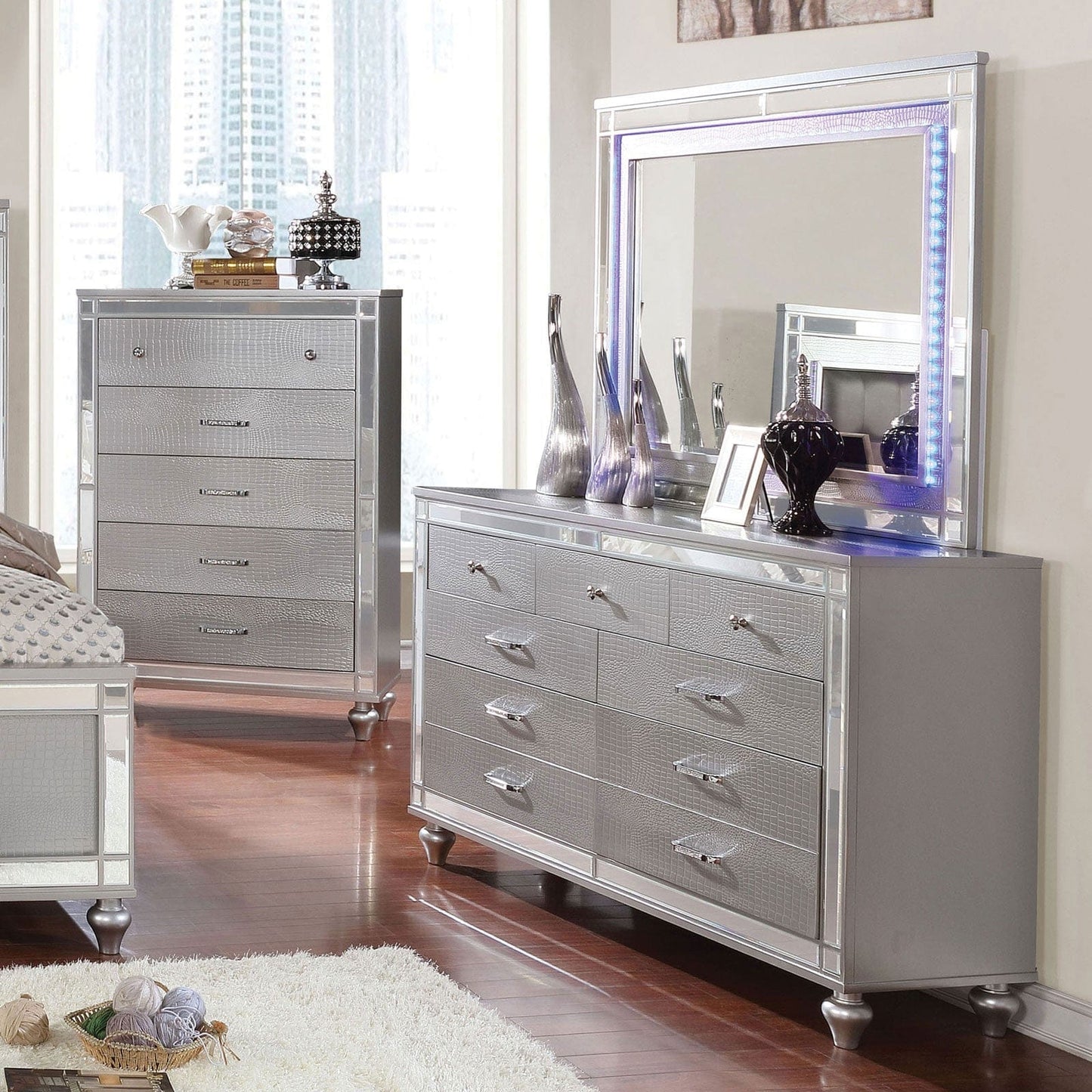 Furniture of America - Brachium Dresser in Silver - CM7977SV-D View 2