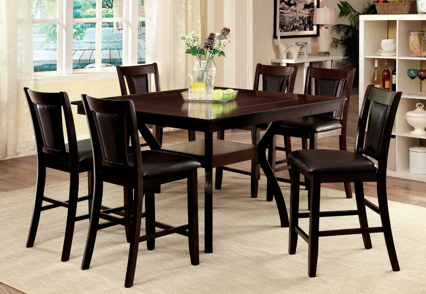 Furniture of America - Brent Ii Counter Ht. Chair Set of 2 in Dark Cherry/Espresso - CM3984DK-PC-2PK View 2