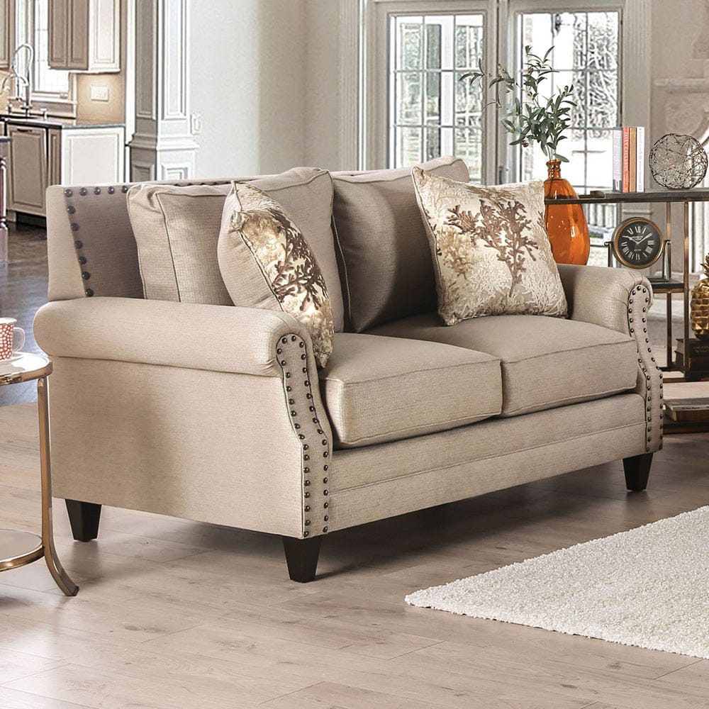 Furniture of America - Briana Loveseat in Beige/Gold - SM2676-LV View 1