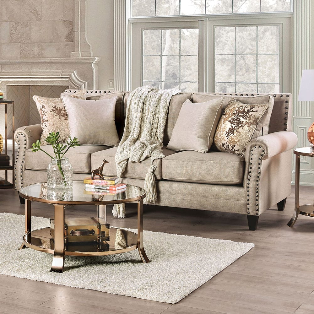 Furniture of America - Briana Sofa in Beige/Gold - SM2676-SF View 1