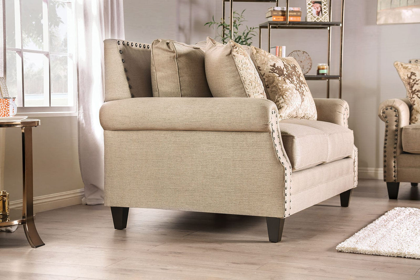 Furniture of America - Briana Sofa + Loveseat in Beige/Gold - SM2676-2PC View 8