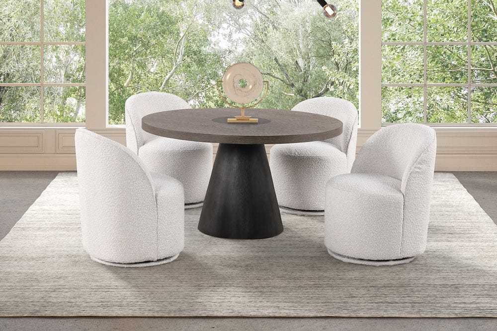 Furniture of America - Broager 5 Pc. Round Dining Table Set in Rustic Oak/Dark Walnut - FM3331DB-RT-5PC-01WH View 1