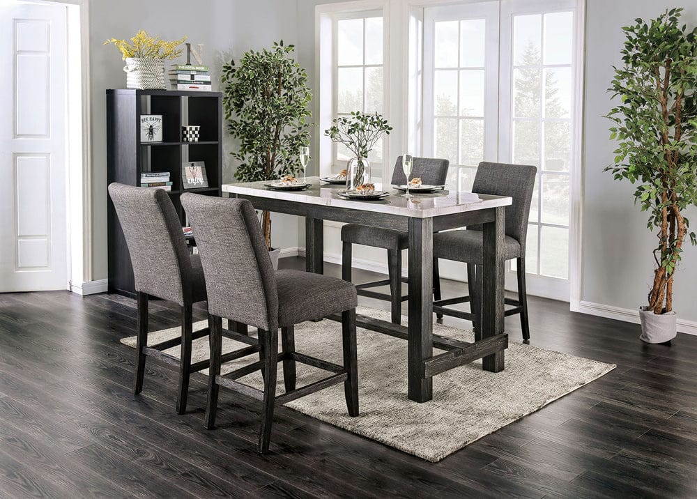 Furniture of America - Brule 5 Pc. Counter Ht. Table Set in White/Antique Black - CM3736PT-GY-5PC View 1