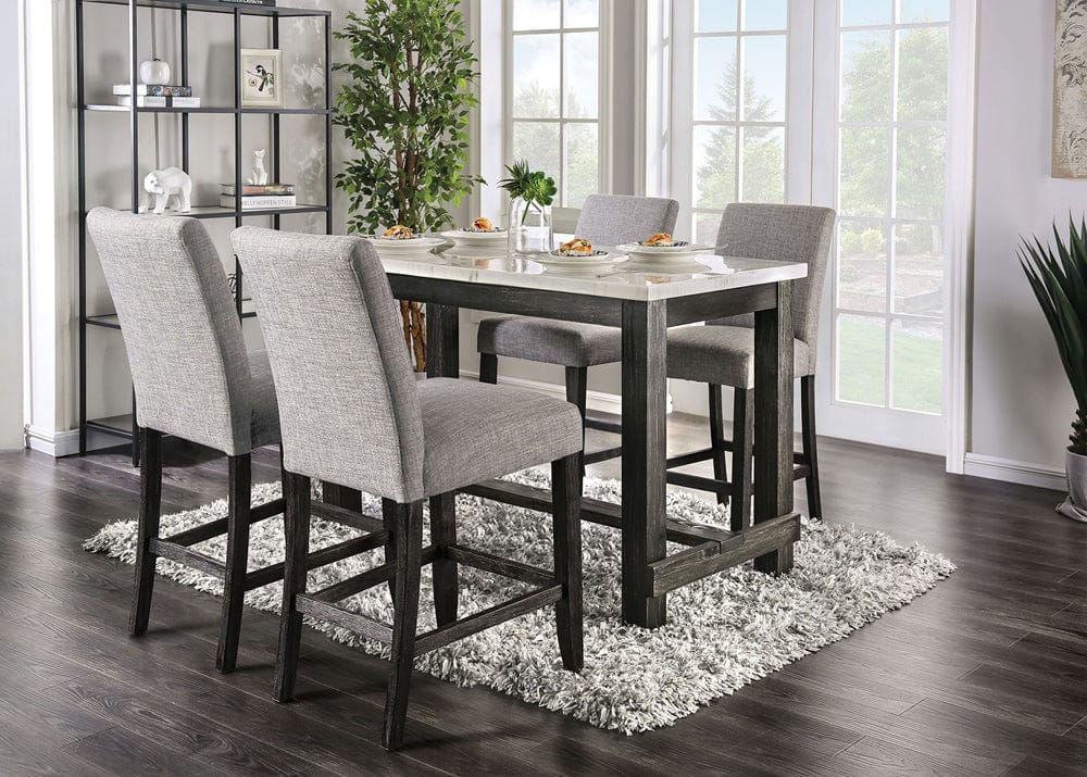 Furniture of America - Brule 5 Pc. Counter Ht. Table Set in White/Antique Black - CM3736PT-LG-5PC View 1