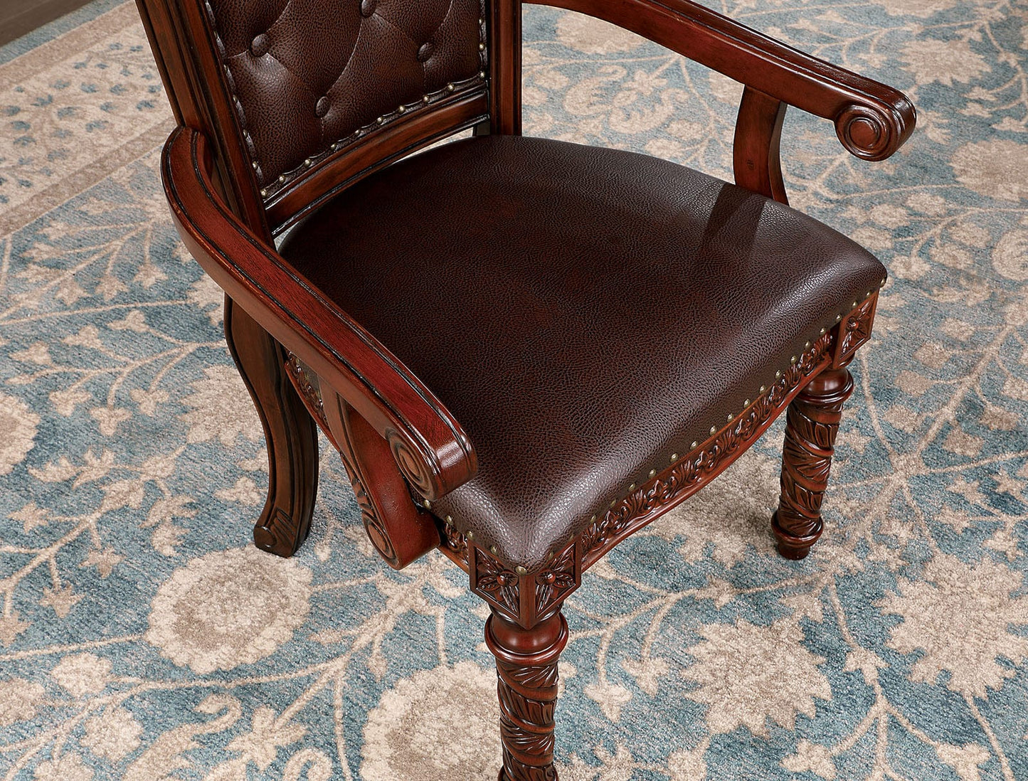 Furniture of America - Canyonville Arm Chair Set of 2 in Brown Cherry/Dark Brown - CM3144AC-2PK View 3