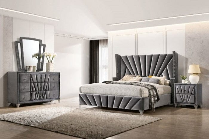 Furniture of America - Carissa 4 Pc. Queen Bedroom Set in Gray - CM7164Q-4PC